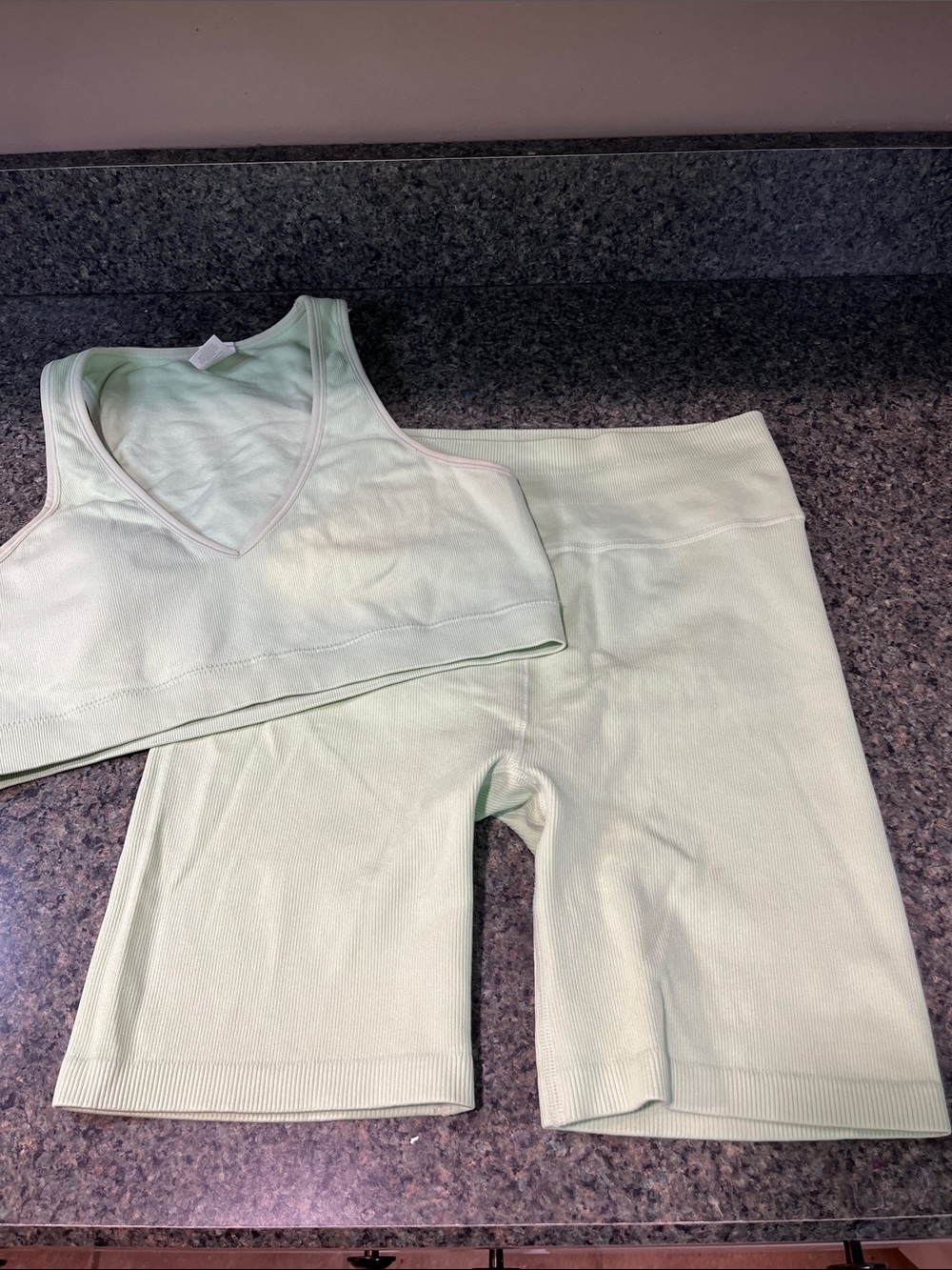 Calvin Klein Mint Green Seamless Crop Tank & Bike Shorts Set